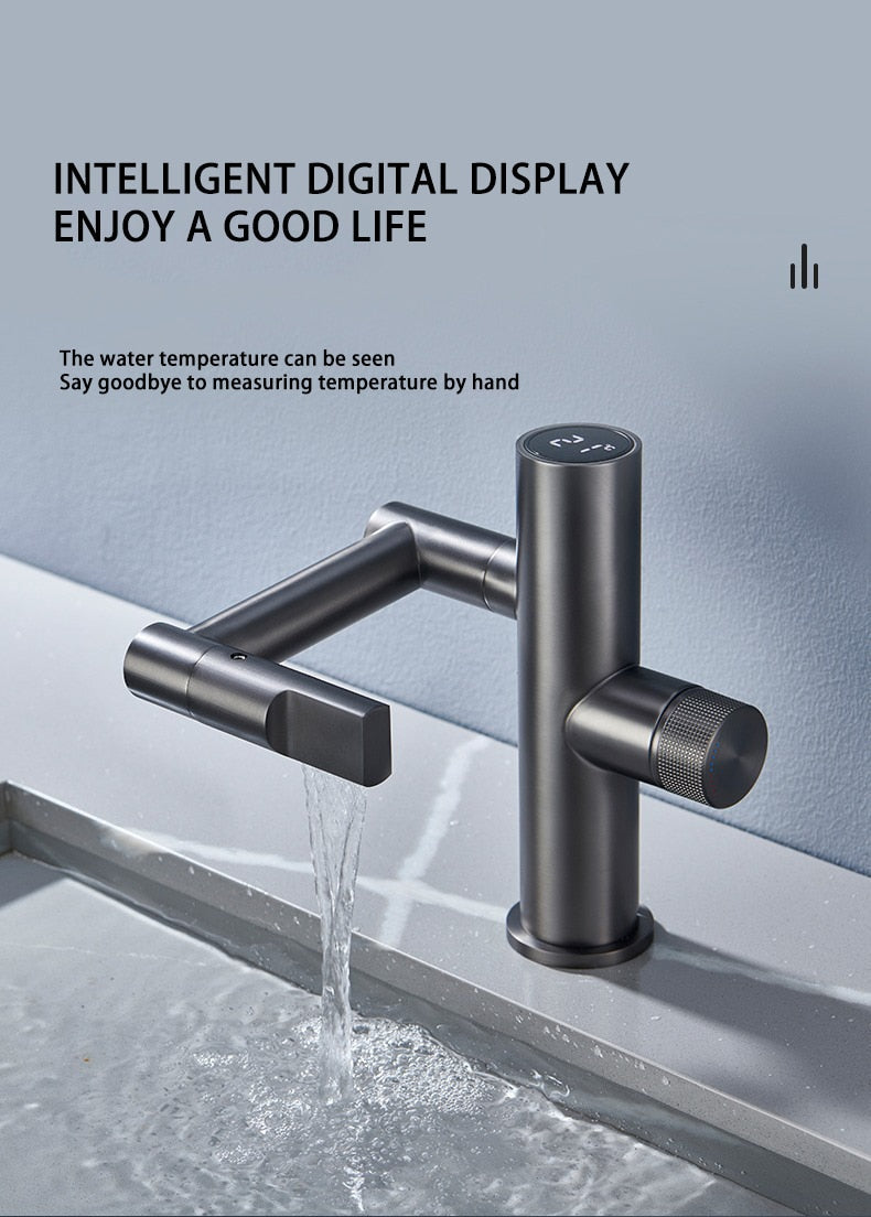 LoungeYard | Hydroelectric Rotating Modern Smart Waterfall Faucet — product view 4