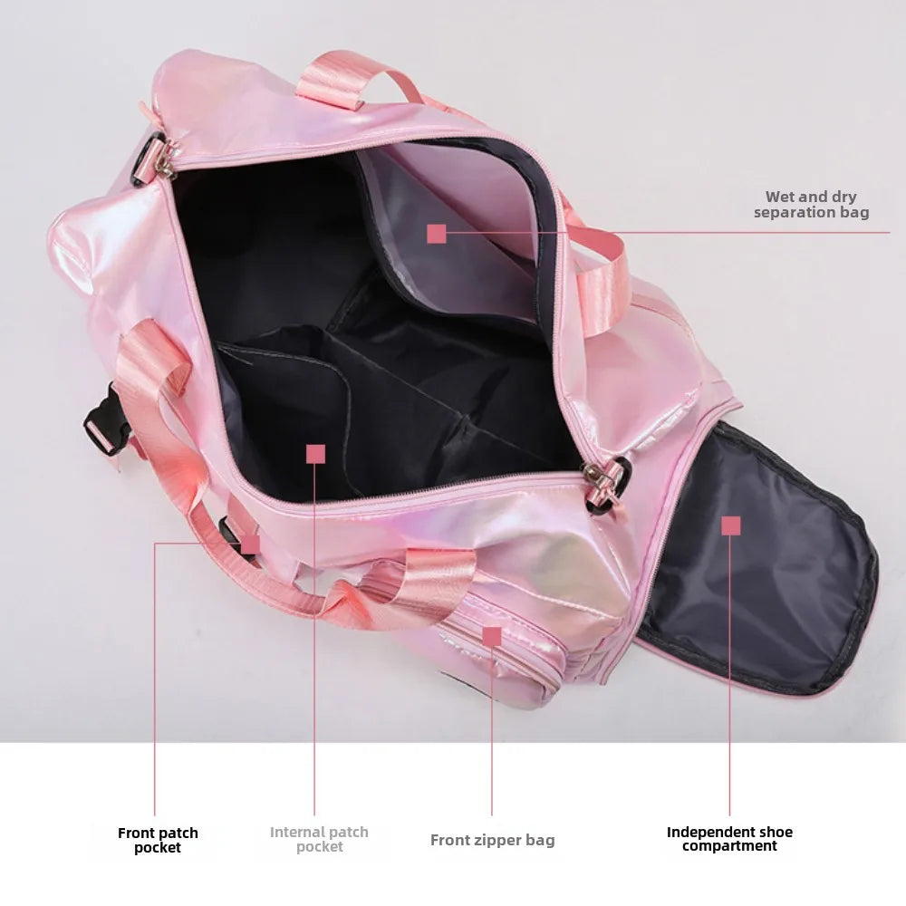 LoungeYard | Lumivista Holographic Travel Bag | Stylish Weekender Shoulder Bag with Shoe Compartment | Perfect for Weekend Trips & Short Journeys — product view 5