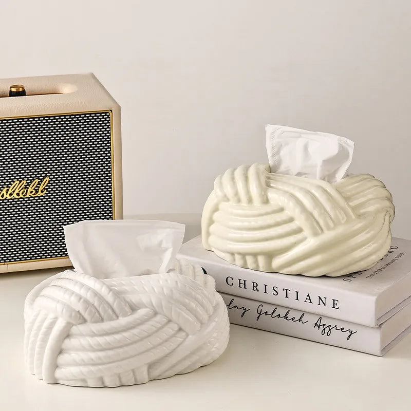 Ceramic Knot Tissue Holder | LoungeYard — product view 3