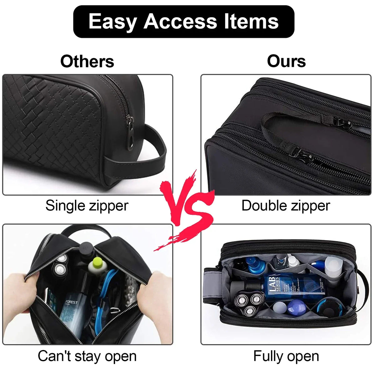 LoungeYard | Mannvaro Toiletry Bag Men | Water-repellent Dopp Kit Organizer | Large Volume & Wet Compartment | For Travel & Bathroom — product view 4