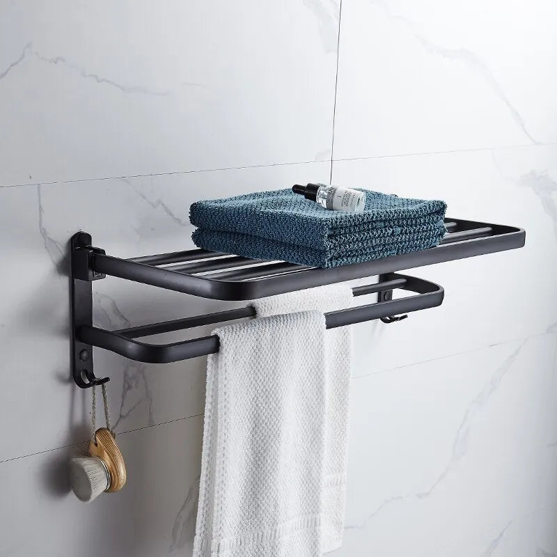 LoungeYard | Elegant Life Space-Saving Foldable Aluminum Towel Rack — product view 1
