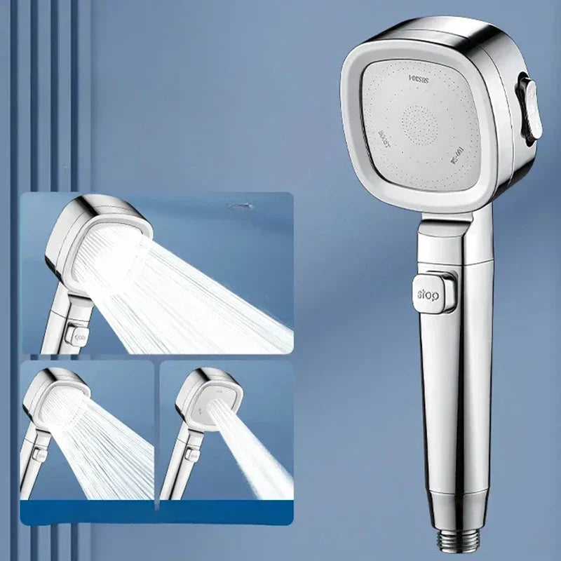 LoungeYard | Jetiva Shower Head | 3 Spray Types | Pressure Boosting & Water Saving | Silver Design — product view 1