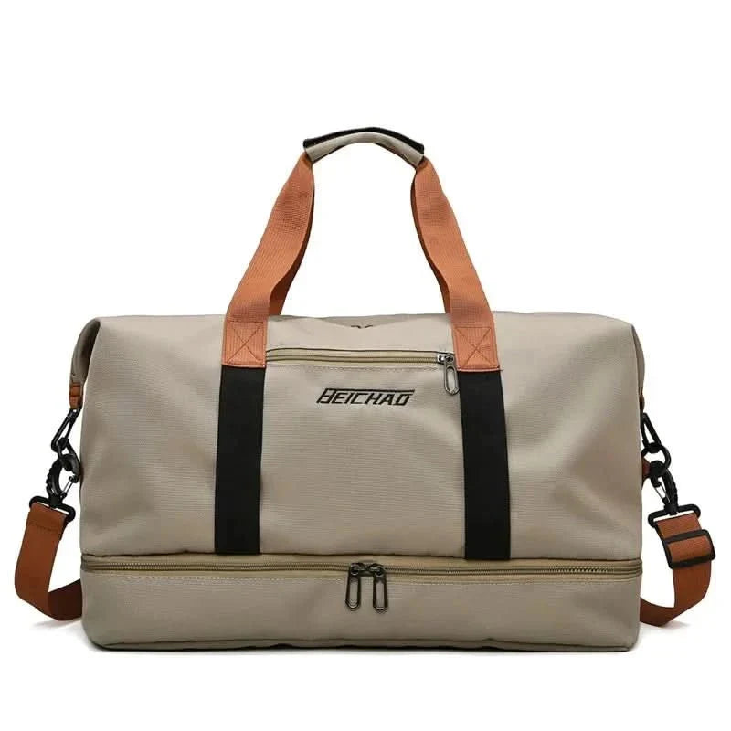 LoungeYard | Portable fitness bag with shoe compartment and wet dry separator bag for active travelling — product view 6