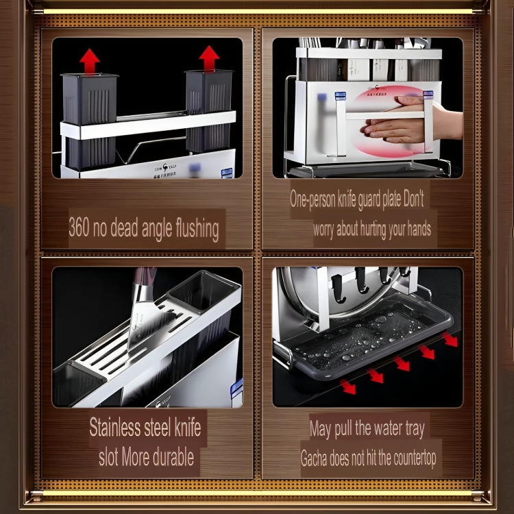 LoungeYard | Stainless Steel Wall Mounted Knife Organizer Rack — product view 3