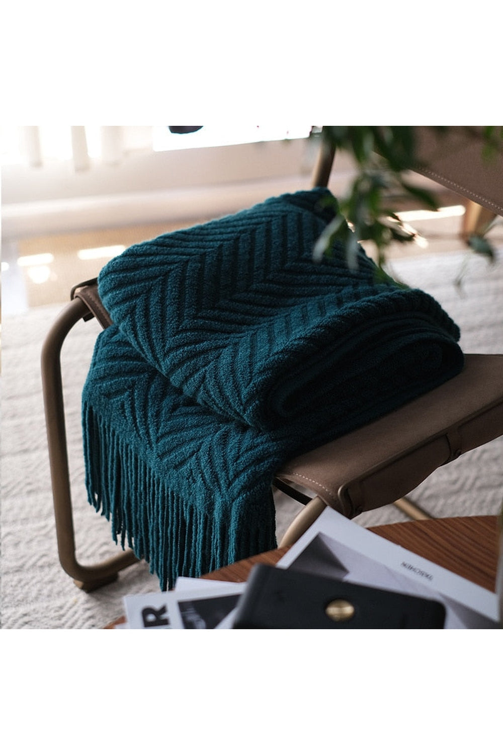 Zack Pattern Dark Academia Blanket | LoungeYard — product view 1