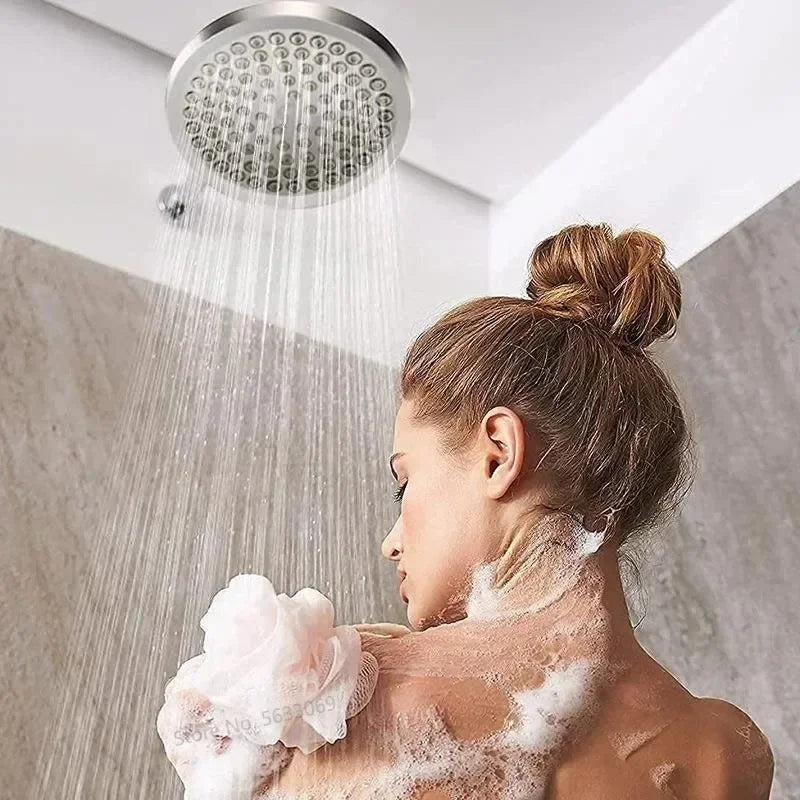 High-Pressure Rain Shower Head with Arm | Round Model – Wall Mount LoungeYard — product view 6