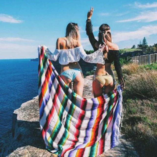 LoungeYard | Colorful Mexican Serape Blanket — product view 2
