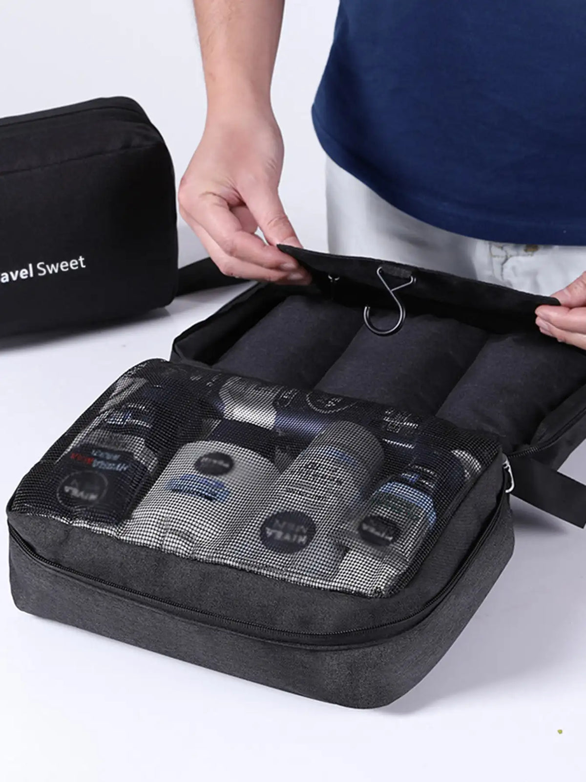 LoungeYard | Foldable Travel Toiletry Bag DryNexa TravelCube | Multilayer Design with Wet-Dry Separation | Space-Saving & Waterproof — product view 3