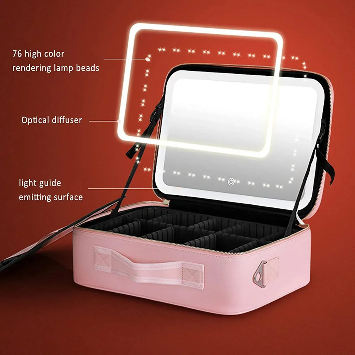 LoungeYard | Travel Cosmetic Case LED Mirror Makeup Bag — product view 3
