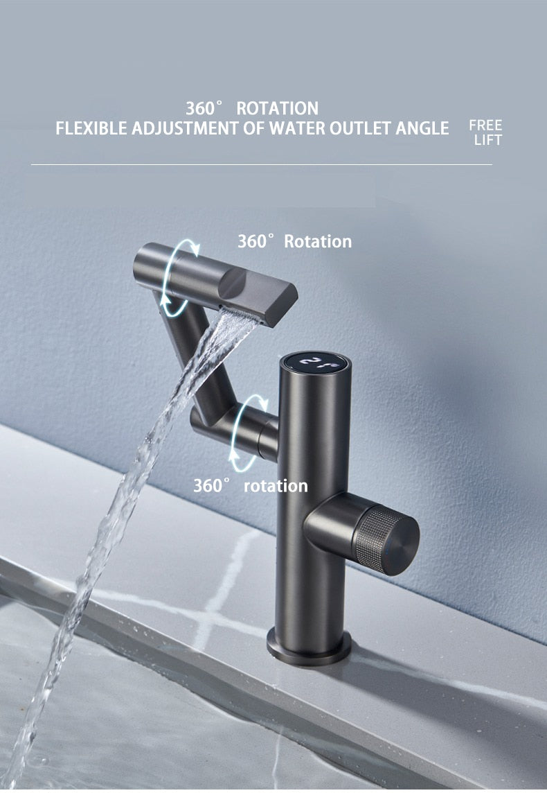 LoungeYard | Hydroelectric Rotating Modern Smart Waterfall Faucet — product view 6