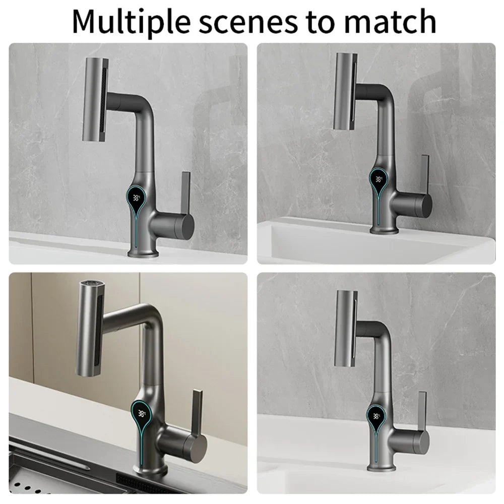 LoungeYard | Faucet with Waterfall Jet Temperature Display and Adjustable Sprayer — product view 4