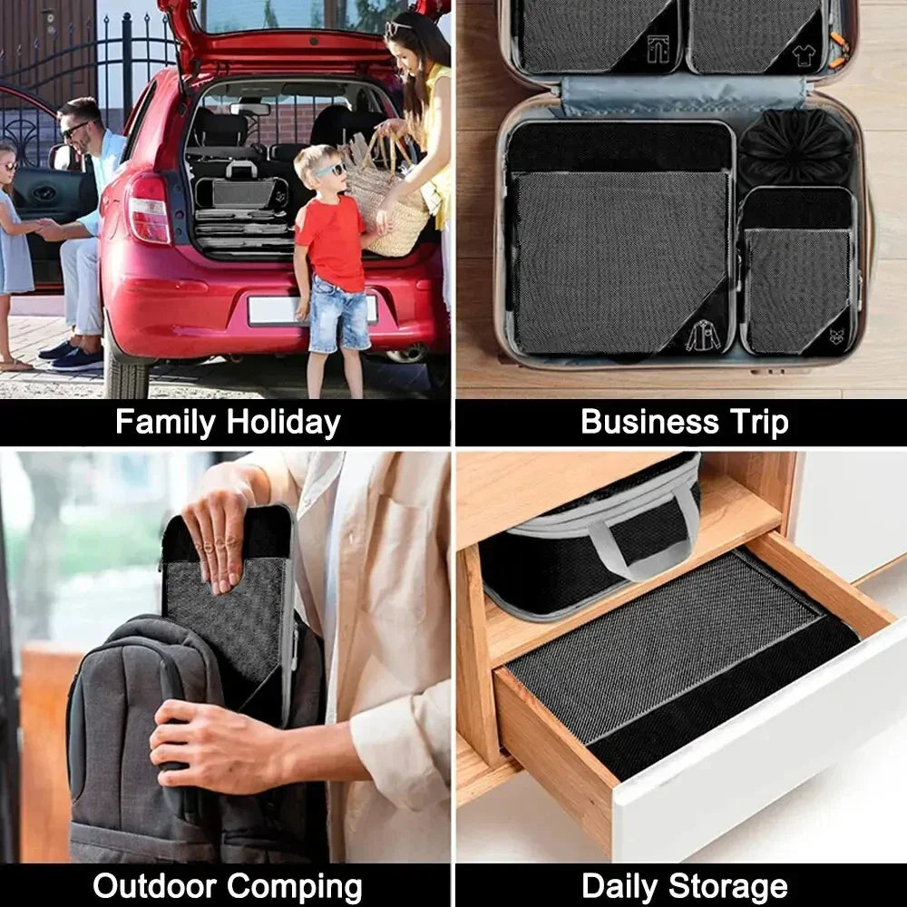 LoungeYard | PackEase Travel Organizer Set | 6-piece | Compressible Suitcase Bags | Waterproof & Space Saving — product view 3