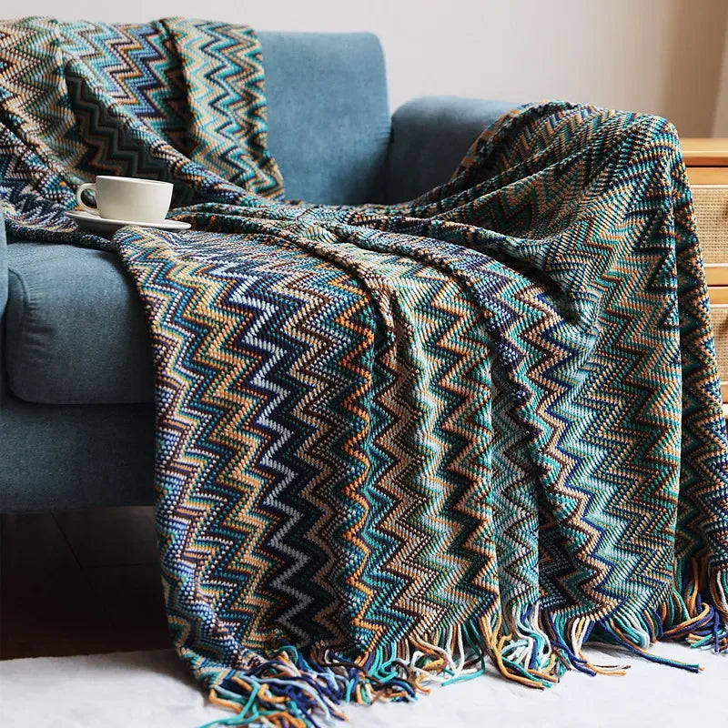 LoungeYard | CasaLoom | Boho Blanket with Fringes | Rust Red | Soft & Light — product view 7