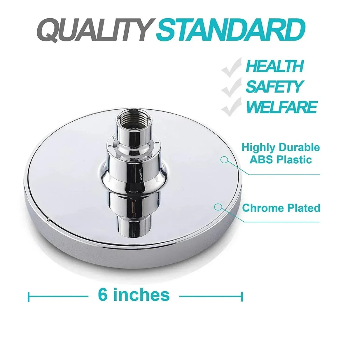 High-Pressure Rain Shower Head with Arm | Round Model – Wall Mount LoungeYard — product view 5