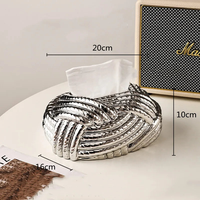 Ceramic Knot Tissue Holder | LoungeYard — product view 4