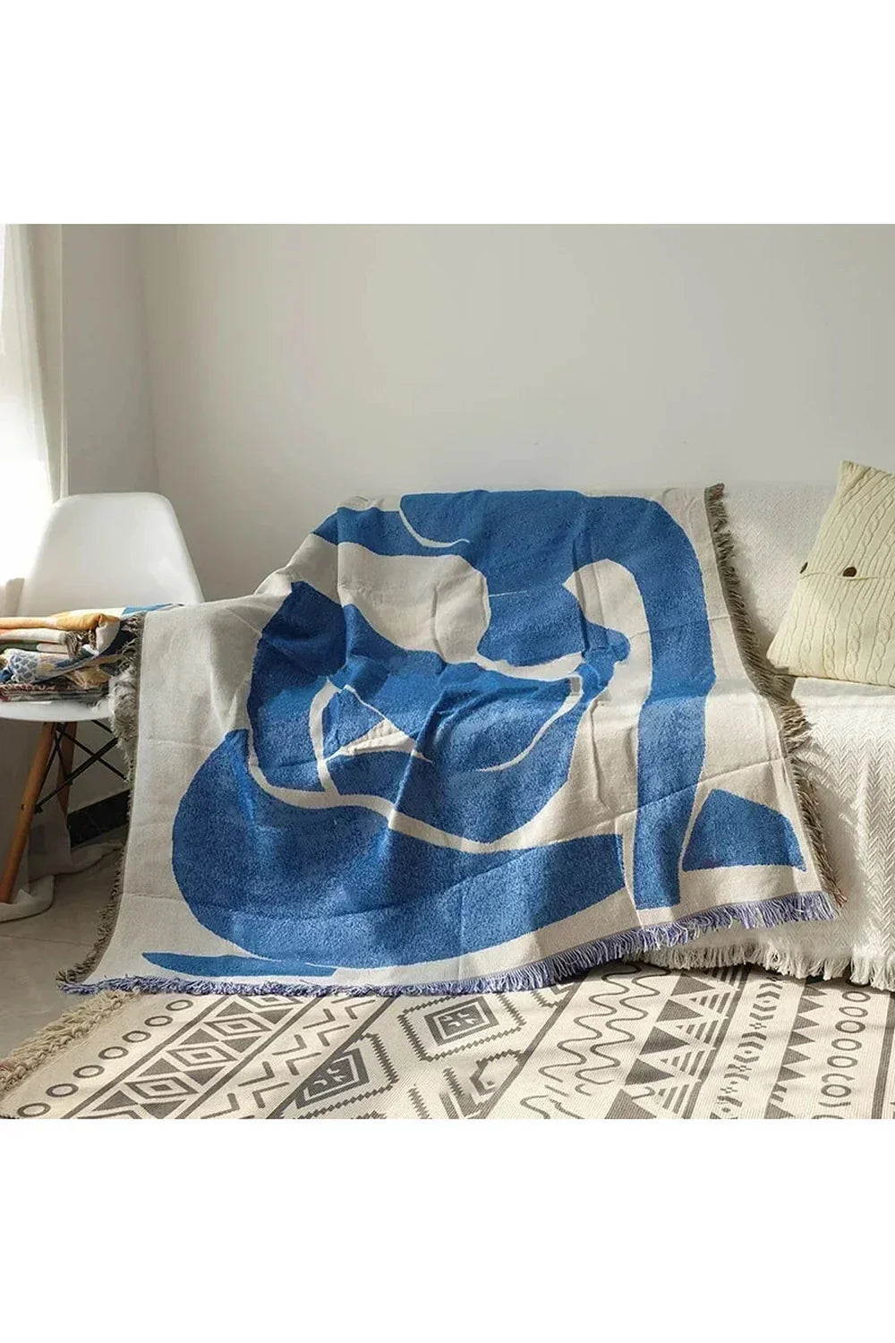 LoungeYard | Abstract Blue Muse Blanket — product view 2