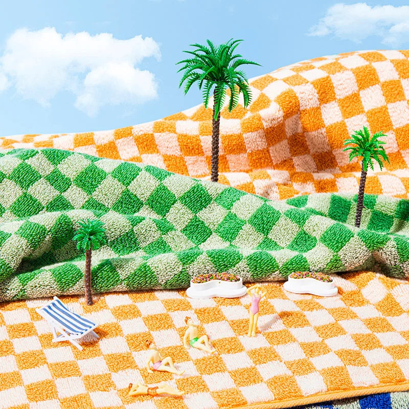 Grids Cotton Face Towel | LoungeYard — product view 2