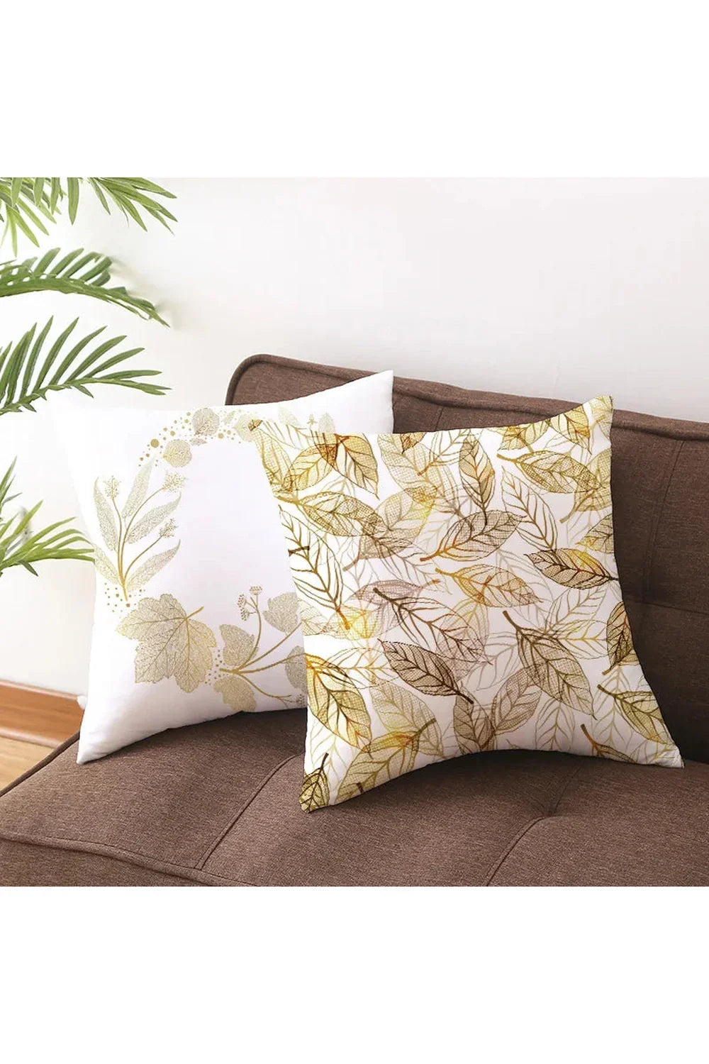 Yellow Leaf Polyester Pillowcase | LoungeYard — product view 1