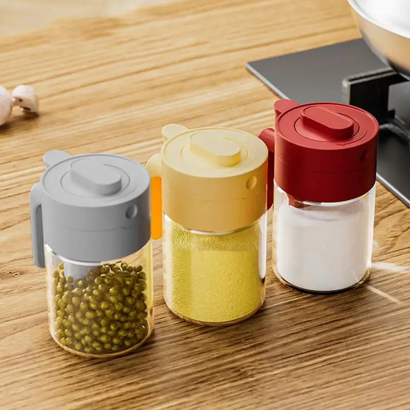 LoungeYard | Transparent Glass Lockable Airtight Seasoning Jar with Spoon — product view 5