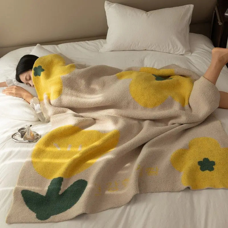 Floral Sofa Blanket – Nordic Fleece Throw | LoungeYard — product view 2