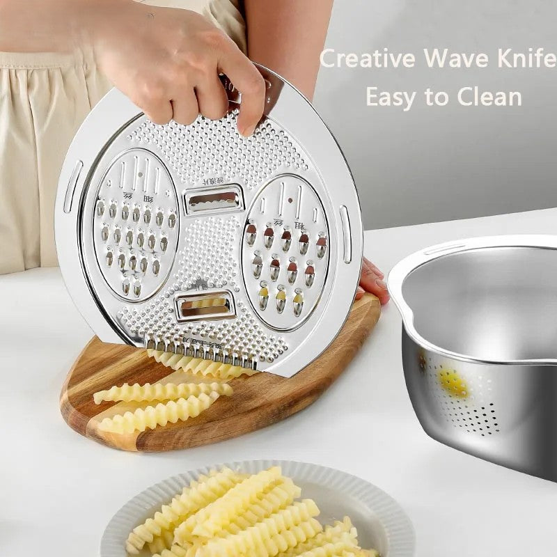 LoungeYard | All-in-One Stainless Steel Kitchen Drain Slicer Bowl — product view 2