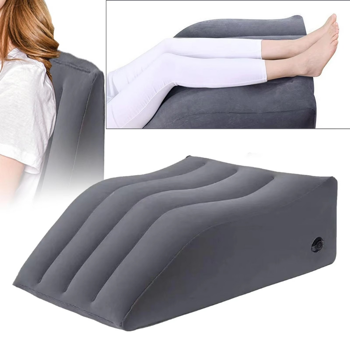 LoungeYard | Inflatable Foot & Back Elevating Travel Pillow — product view 3