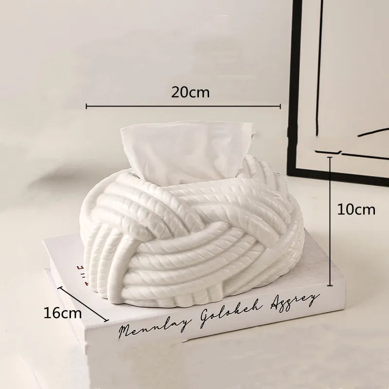 Ceramic Knot Tissue Holder | LoungeYard — product view 5