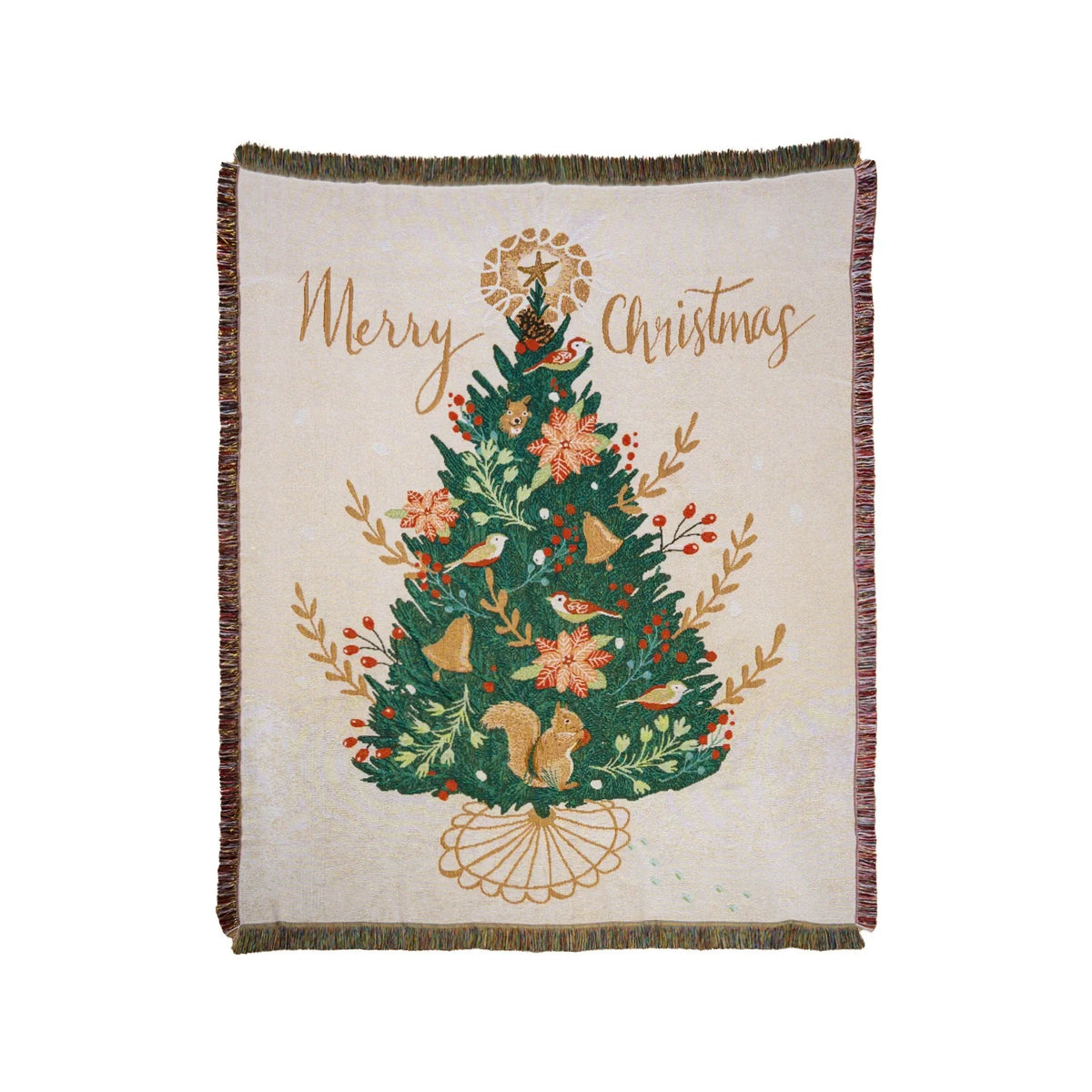Christmas Squirrel Tree Jacquard Tapestry Throw — product view 6