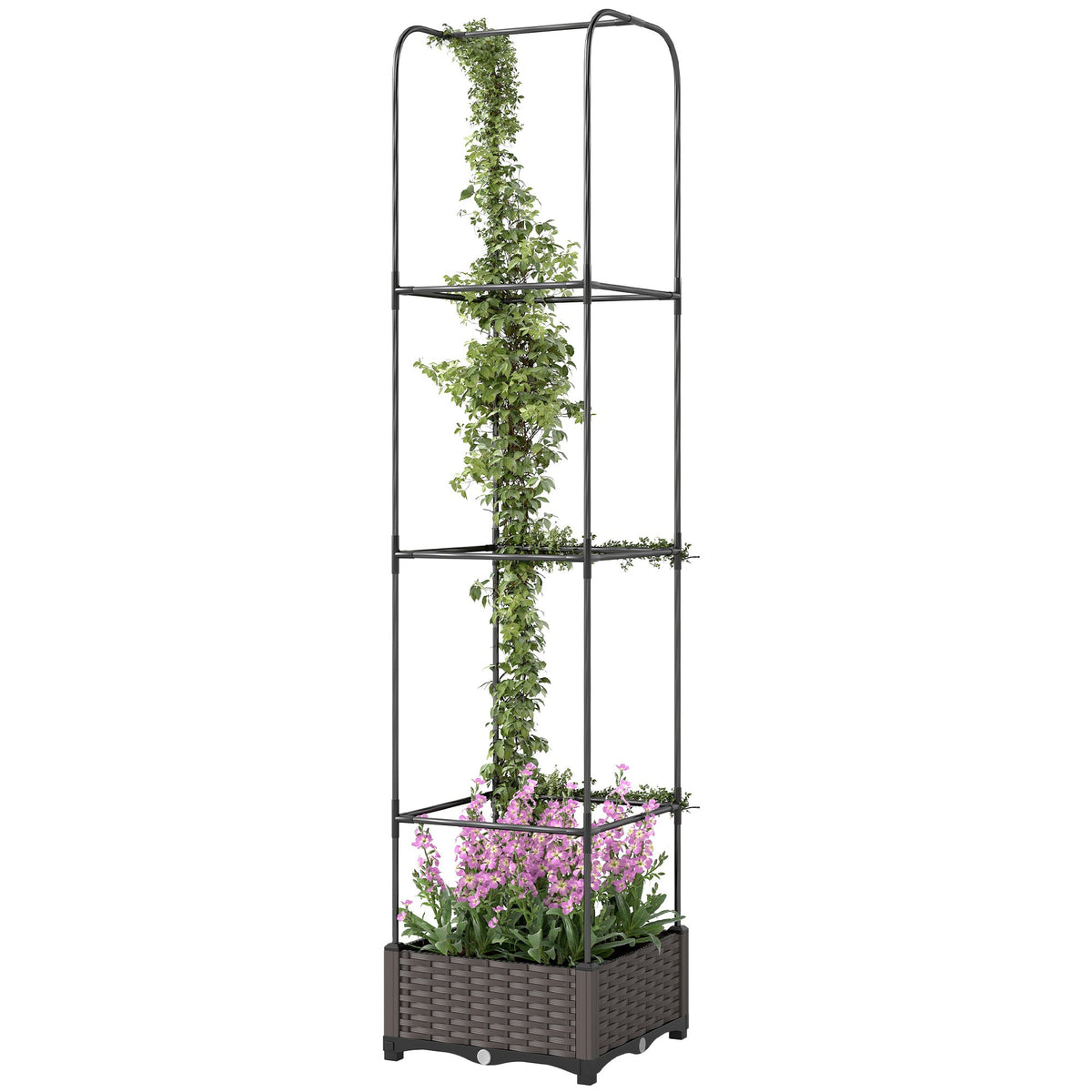 Self Watering Raised Garden Bed with Trellis, 40 x 40 x 179 cm, Black — product view 2