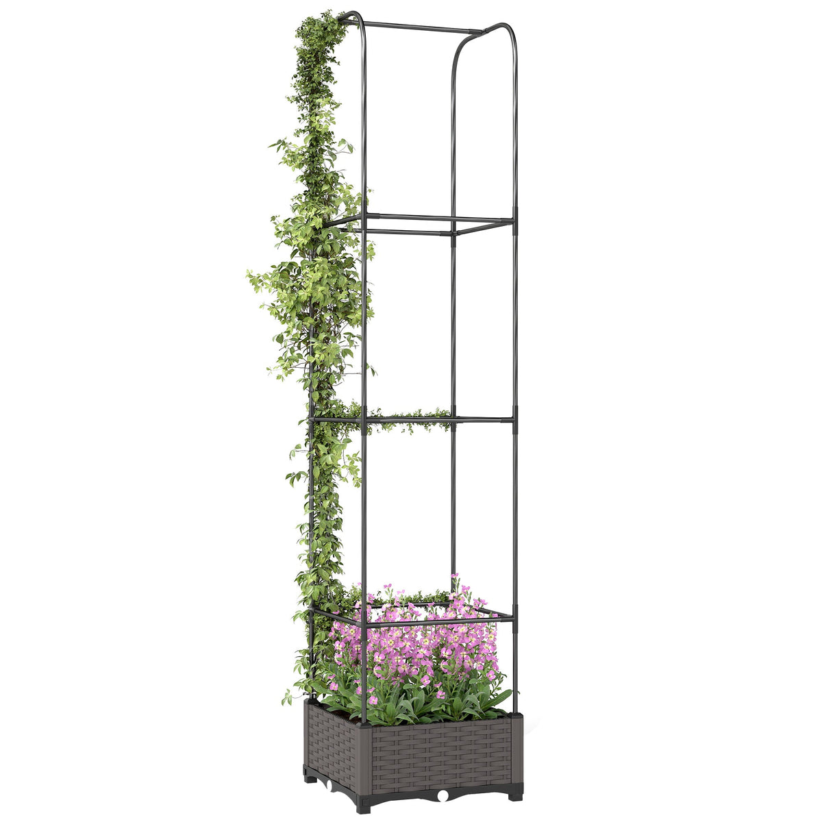 Self Watering Raised Garden Bed with Trellis, 40 x 40 x 179 cm, Black — product view 1