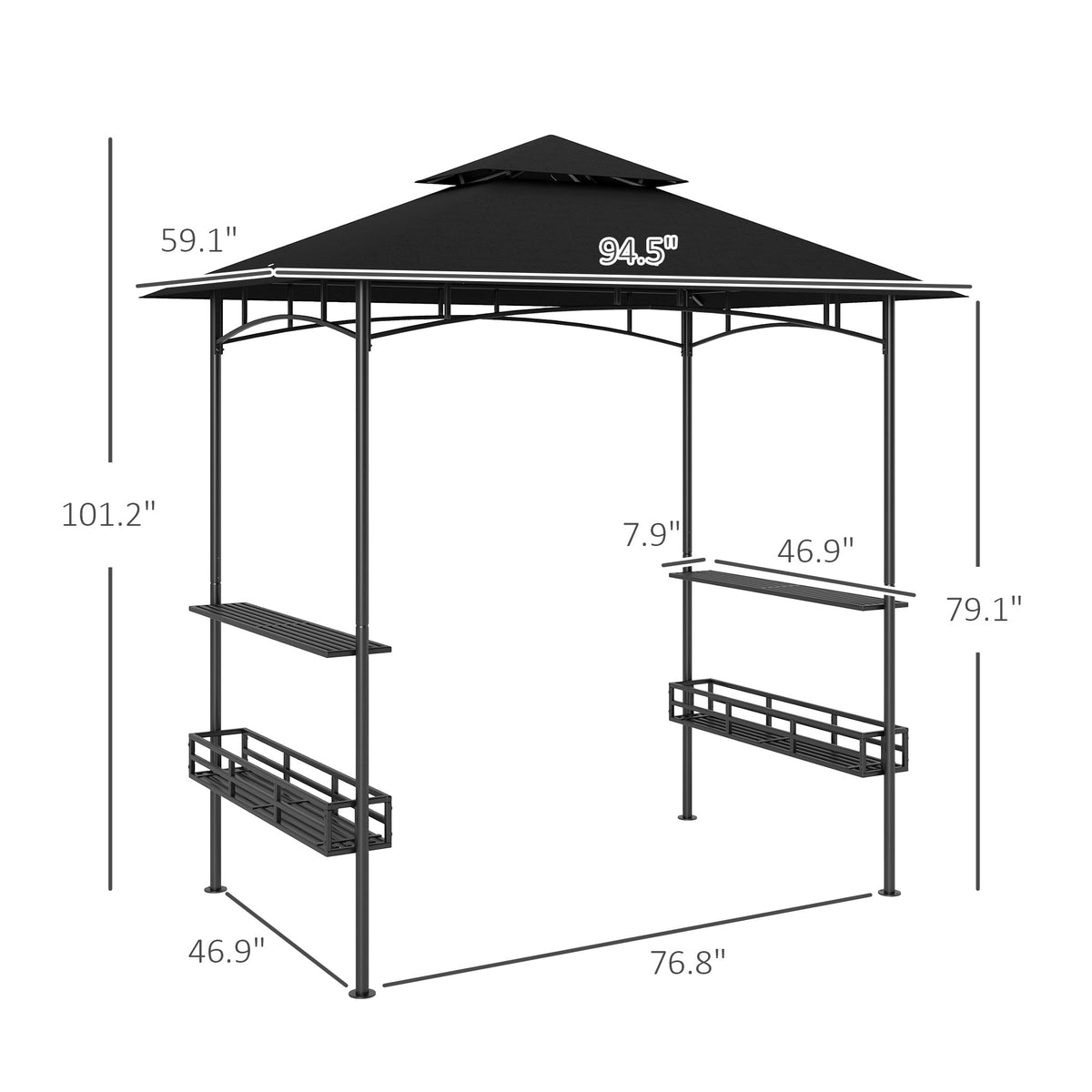 8' x 5' Grill Gazebo with Shelves and Baskets, Dark Gray — product view 5