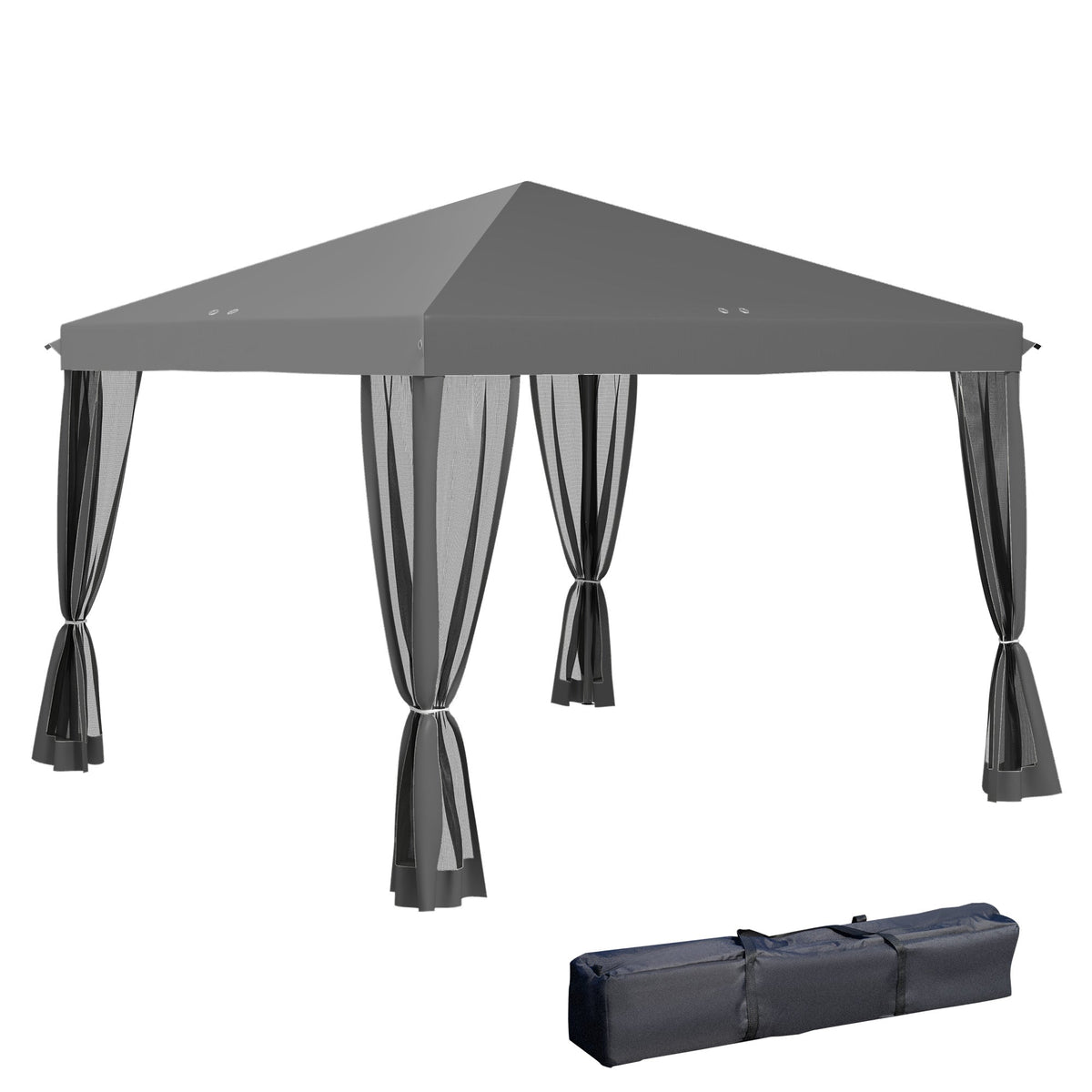 10' x 10' Pop Up Canopy Tent with Mesh Sidewalls and Carry Bag, Light Grey — product view 1