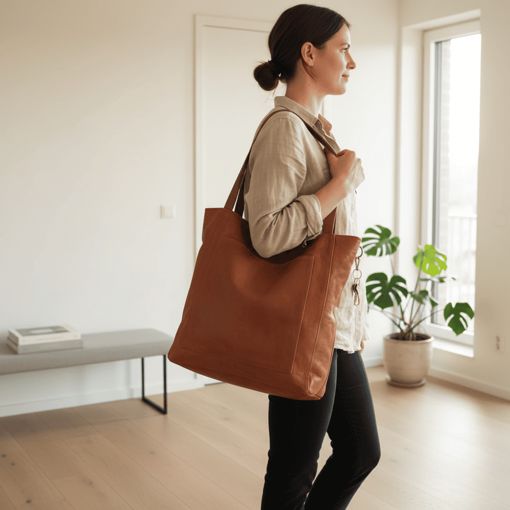 LoungeYard | Durable Shoulder Bag Made of Soft Genuine Leather — product view 3