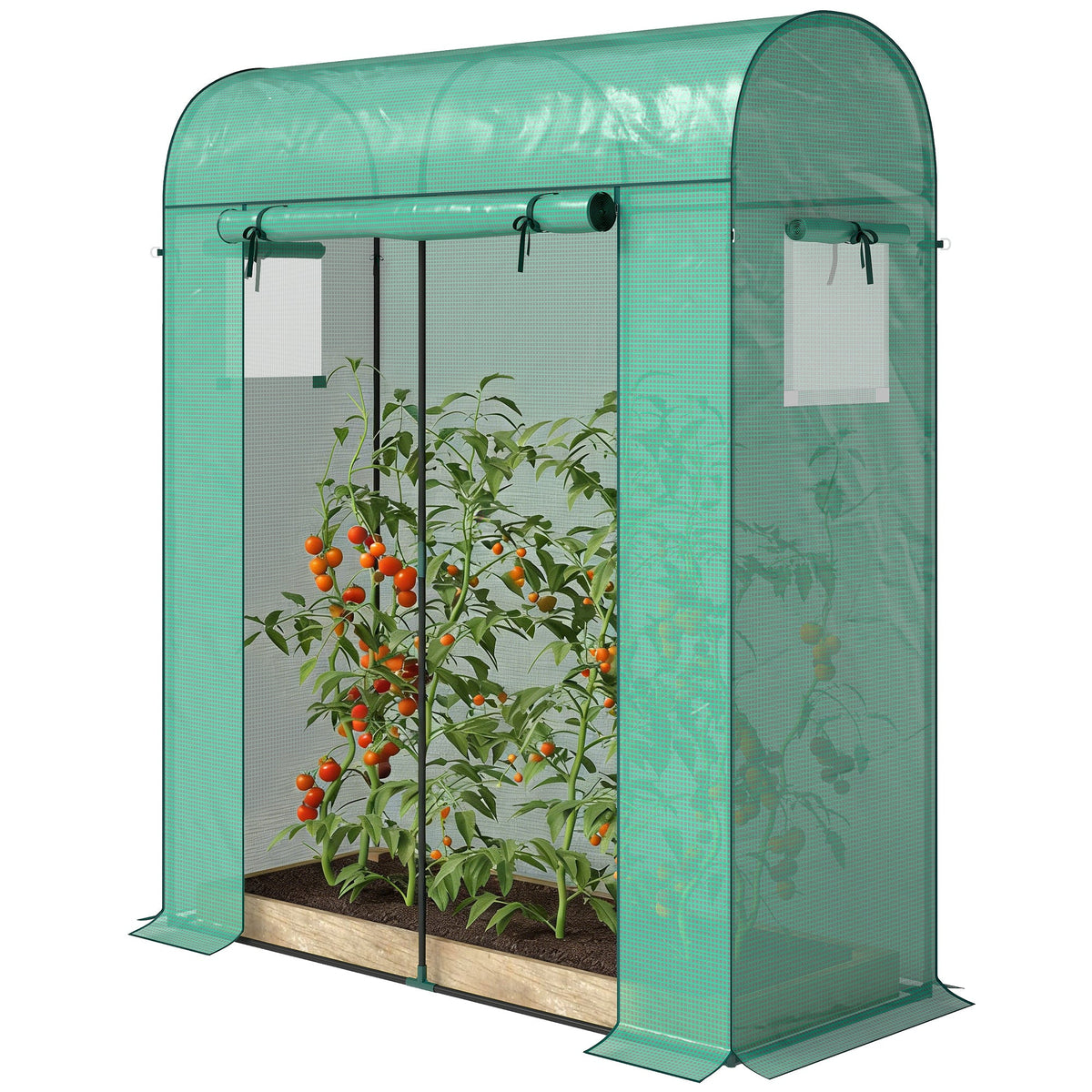 6' x 2' x 6.6' Mini Greenhouse with Roll-up Door, Green — product view 2