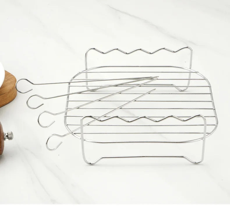 LoungeYard | Grillessa BBQ Set | Stainless Steel Skewers & Rack | For Grill, Air Fryer & Oven — product view 6