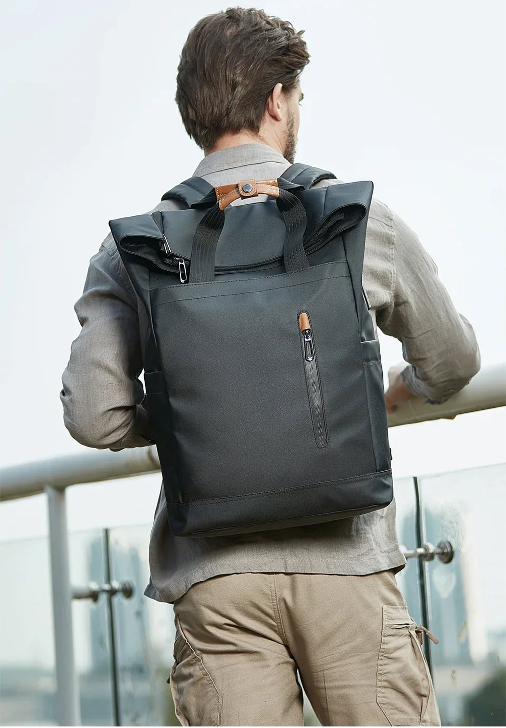 LoungeYard | Multifunctional Men's Backpack KnightShield | USB Port, Expandable, Waterproof, Anti-Theft — product view 1