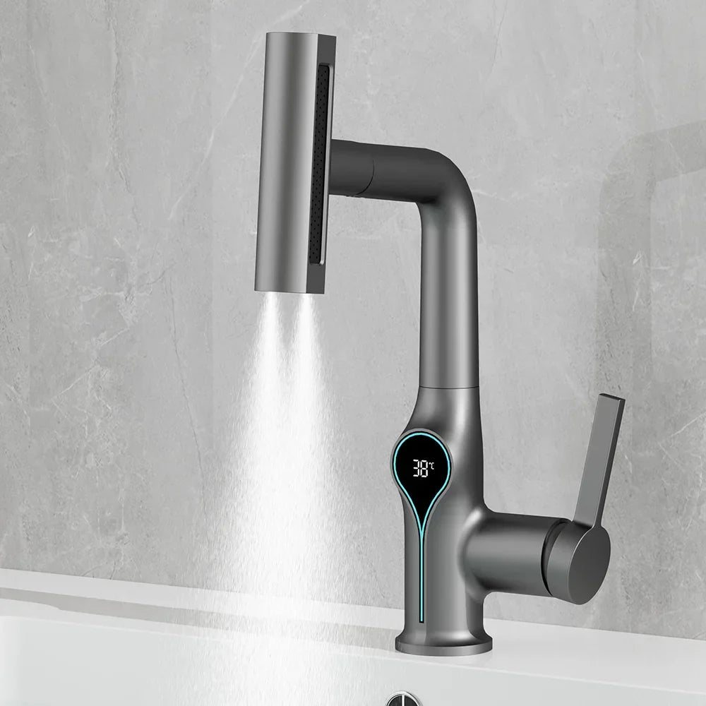 LoungeYard | Faucet with Waterfall Jet Temperature Display and Adjustable Sprayer — product view 6