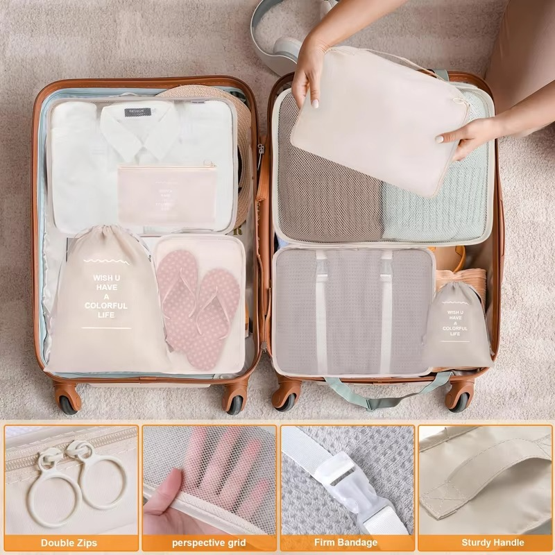 Travel Organizer Packing Cube Set with Zippered, Breathable Bags — product view 3