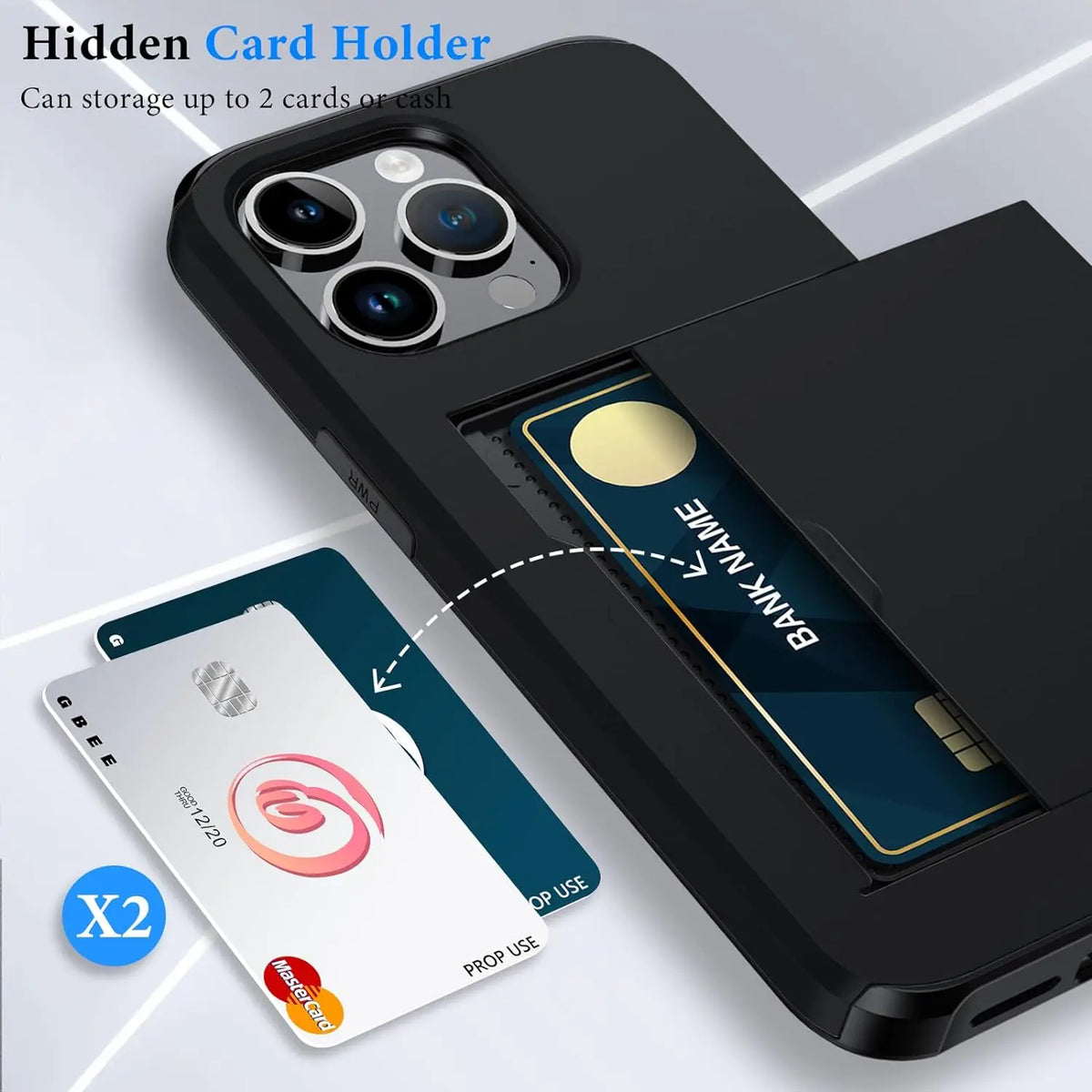 iPhone case with card slot – protective case with card drawer — product view 1