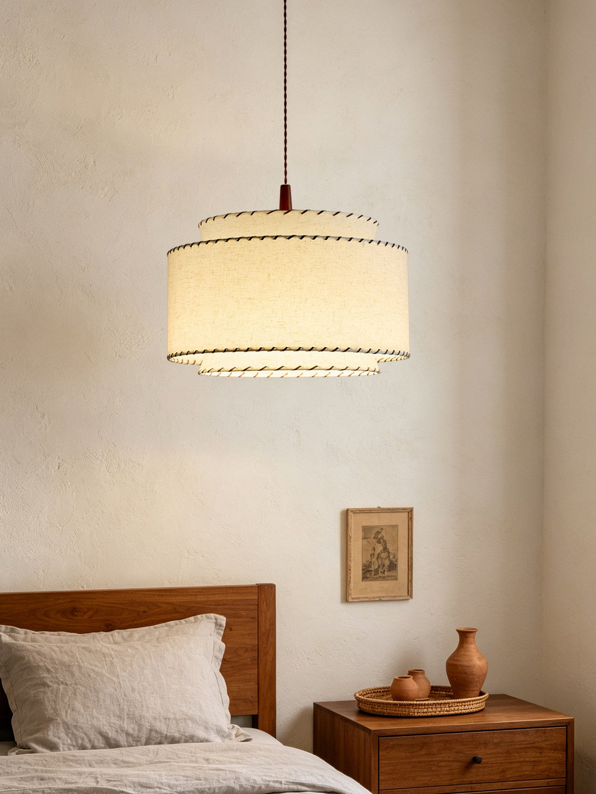 Sable Stitched Fabric Pendant Lamp — product view 3