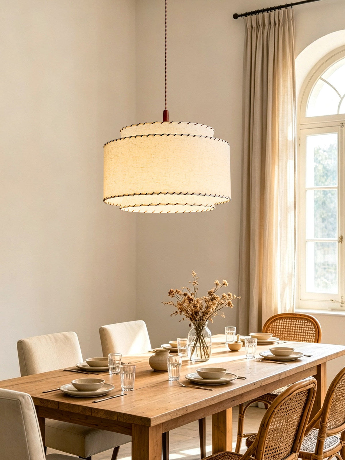 Sable Stitched Fabric Pendant Lamp — product view 5