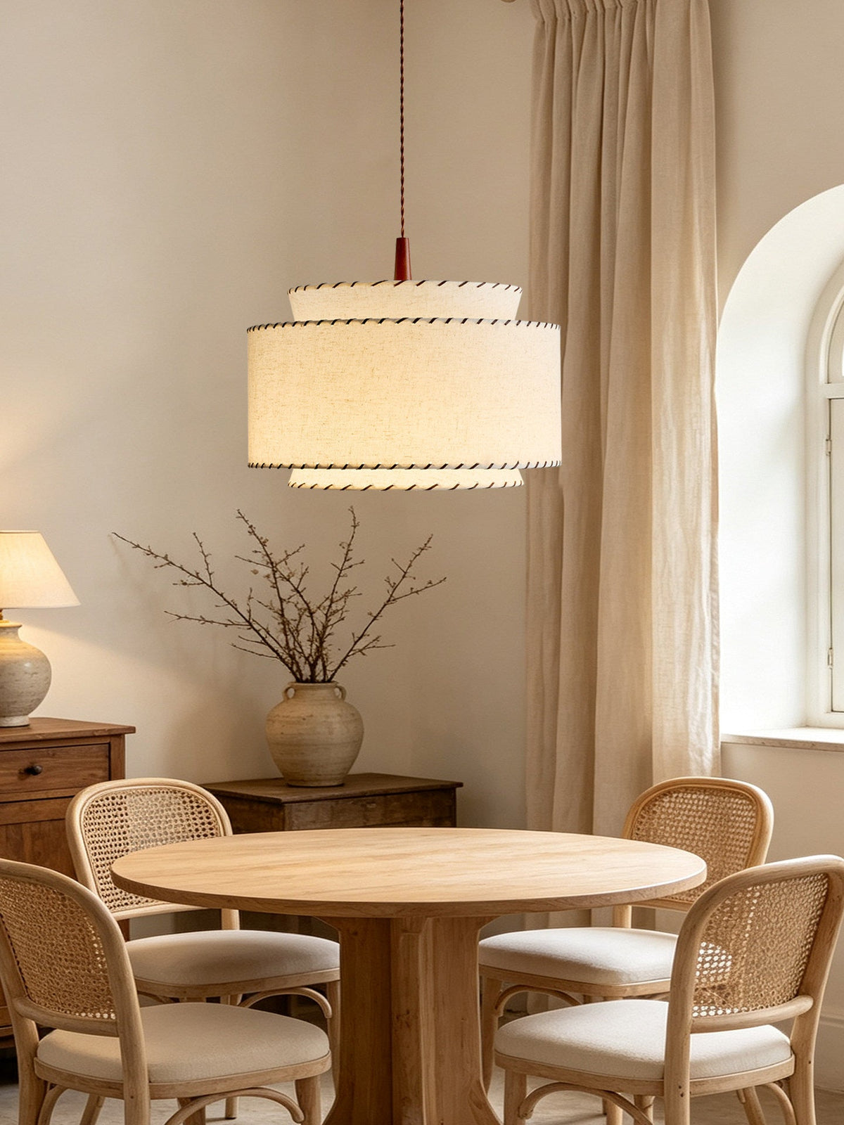 Sable Stitched Fabric Pendant Lamp — product view 6