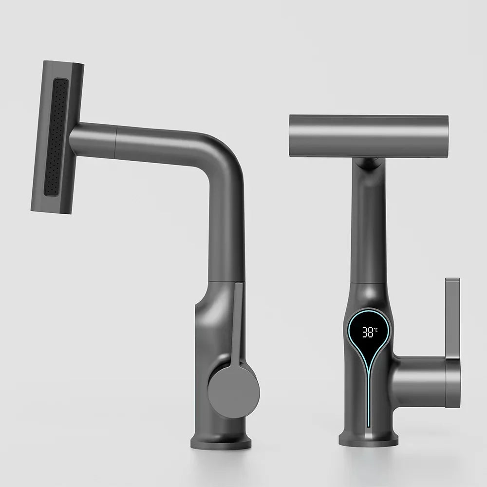 LoungeYard | Faucet with Waterfall Jet Temperature Display and Adjustable Sprayer — product view 5