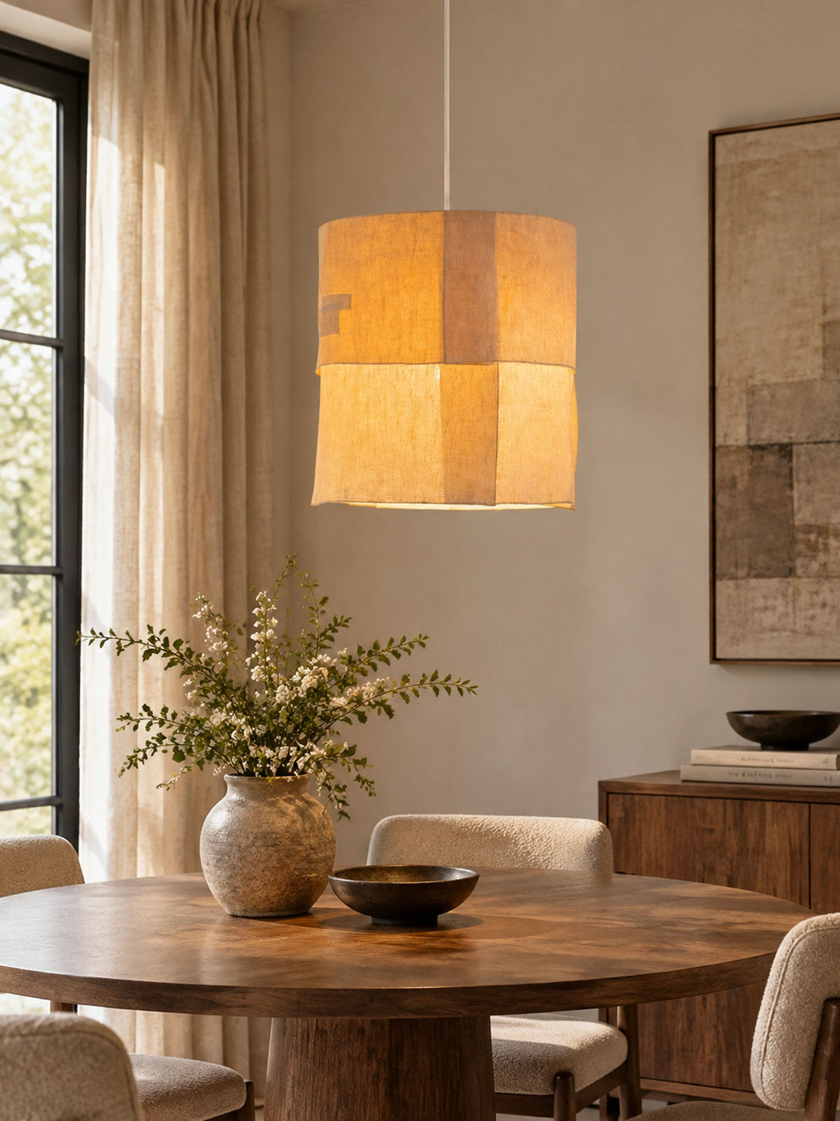 Saffron Tapered Fabric Pendant Lamp — product view 7