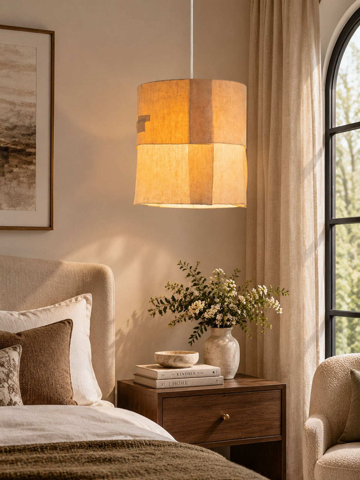 Saffron Tapered Fabric Pendant Lamp — product view 3