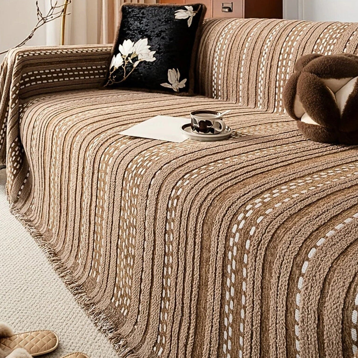 LoungeYard | Sahara Style Plush Boho Sofa Cover Blanket — product view 5