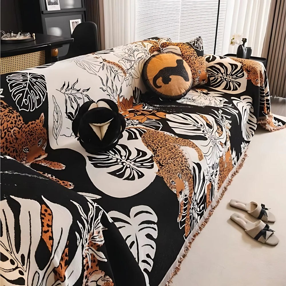 LoungeYard | Savara Leopard Sofa Throw Blanket — product view 4