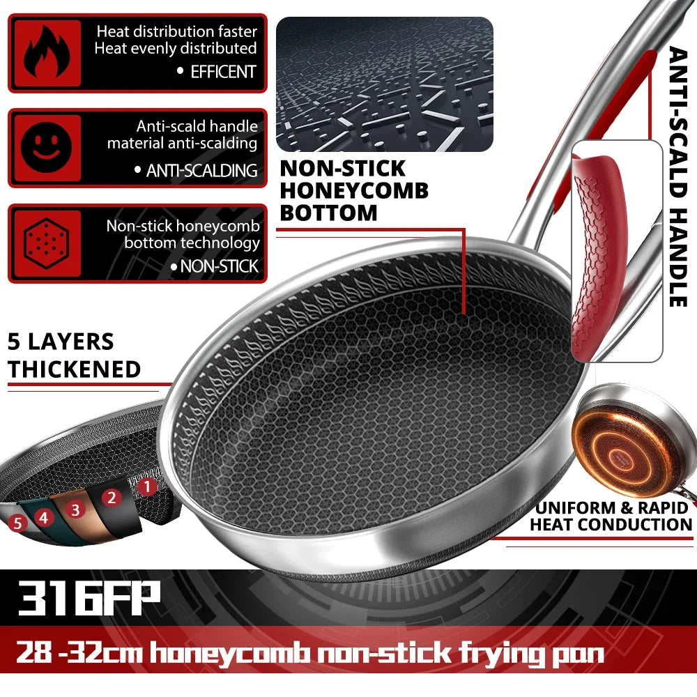 LoungeYard | Safe Cook Nonstick Antibacterial Stainless Steel Pan — product view 2