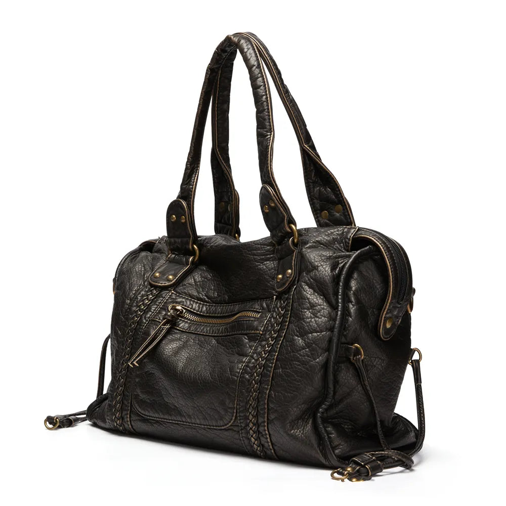 NoirClass - Elegant Black Leather Handbag LoungeYard — product view 1