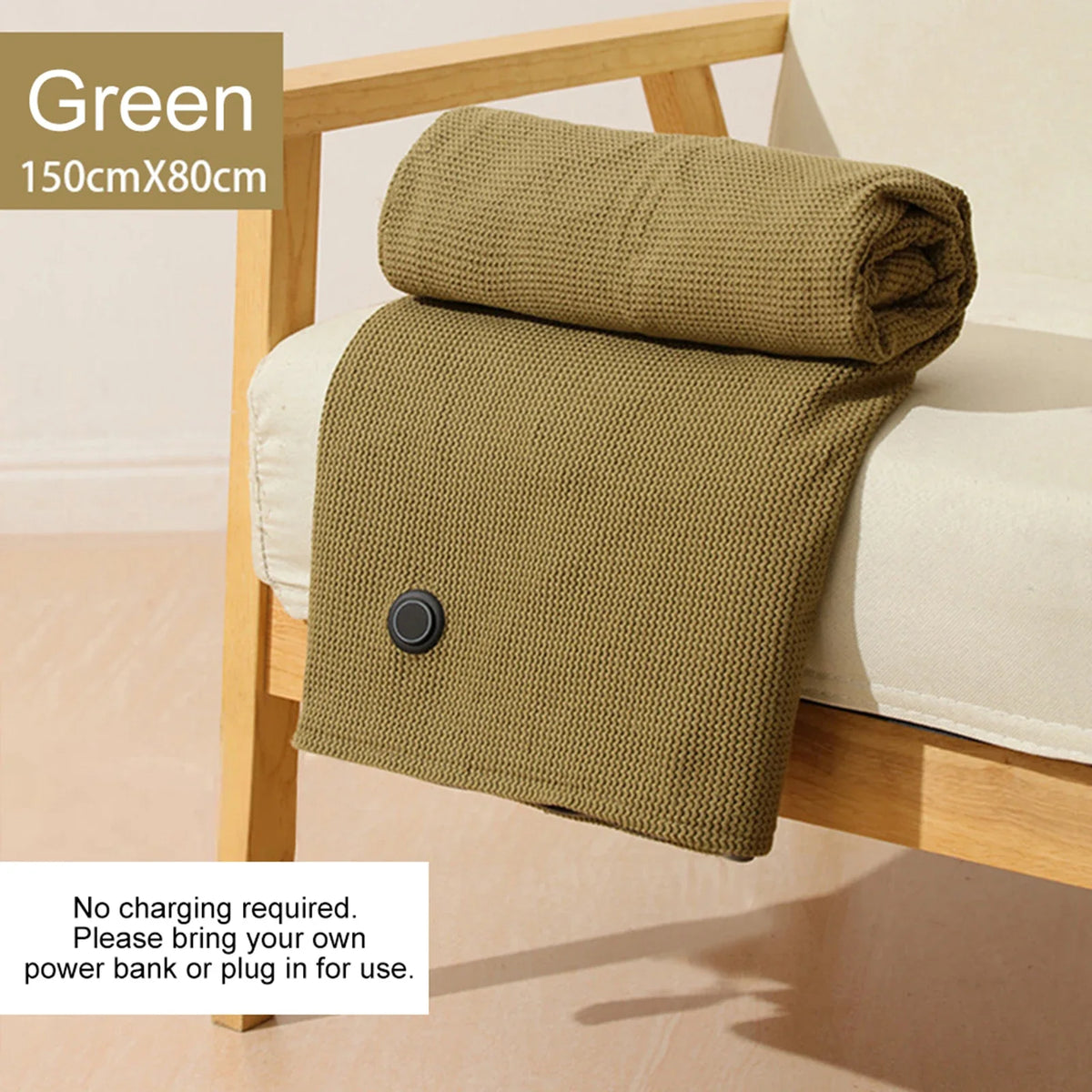 USB Heated Shawl Wrap with Zipper, 3 Temperature Levels, Portable Electric Warming Blanket for Indoor & Outdoor Use — product view 1